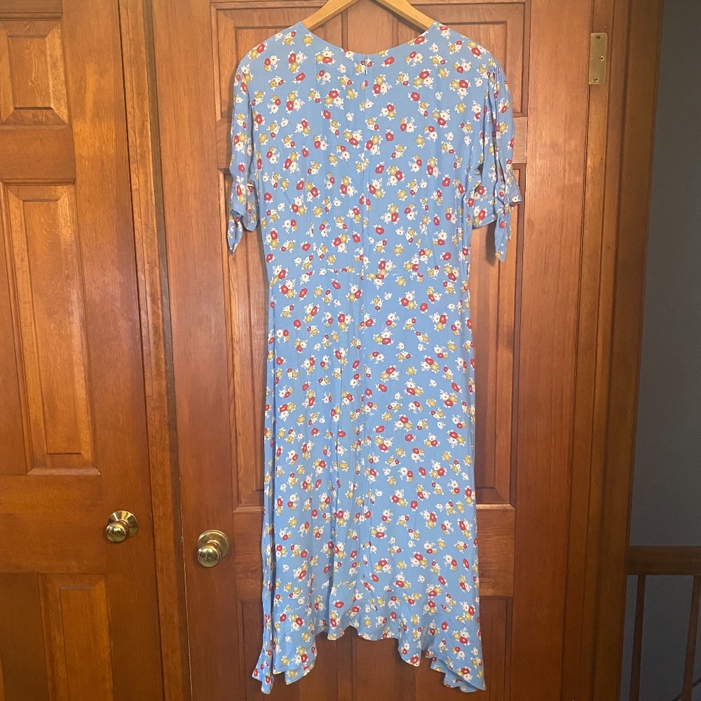Anthropologie Faithfull The Brand Erin Floral Midi Dress Jasmin Blue Floral 6/M - Picture 6 of 14